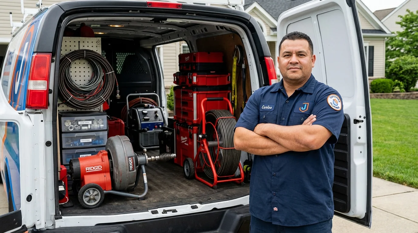 Professional drain cleaning equipment and Johns Plumbing LLC plumber in Lambert