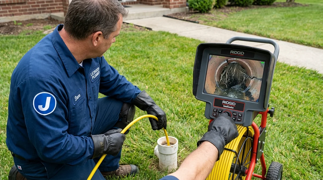 Sewer camera inspection being performed by Johns Plumbing LLC in Lambert